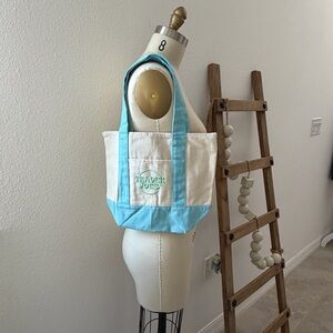 Trader Joe's Limited Edition Pastel Mini Blue and Cream Canvas Tote Bag
